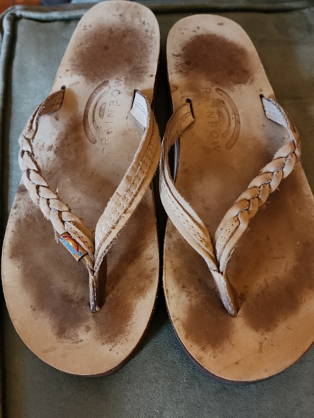 Rainbow Women's Braided Leather Sandals in Tan Size 7